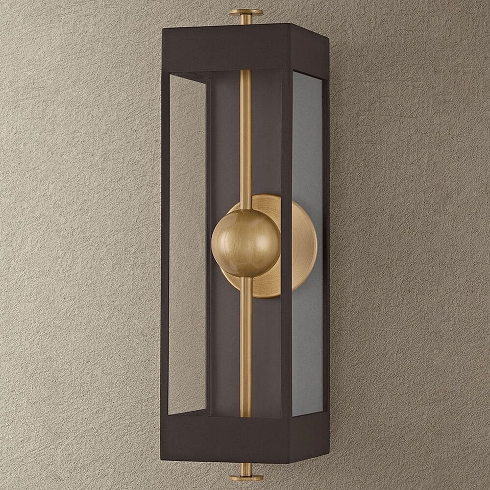 Troy Lighting Garvey 6" Exterior Wall Sconce in Textured Bronze and Patina Brass, , large