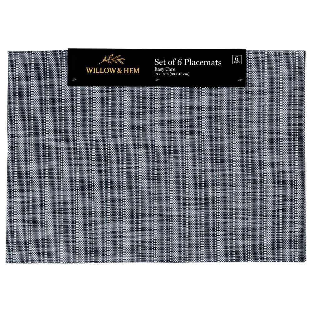 Willow & Hem Harmony Woven Vinyl Placemat in Blue (Set of 6), , large