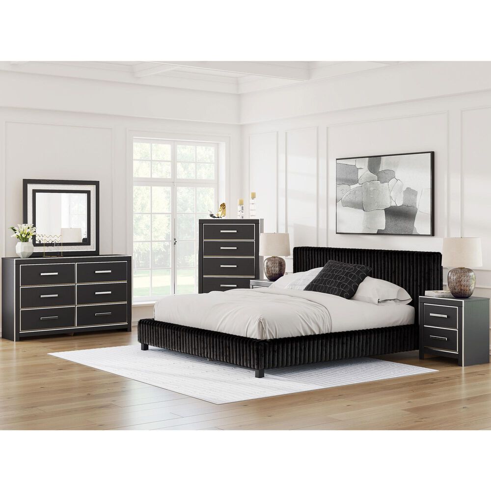 Ashley Zuraleus 4-Piece King Upholstered Platform Bedroom Set in Matte Black, , large