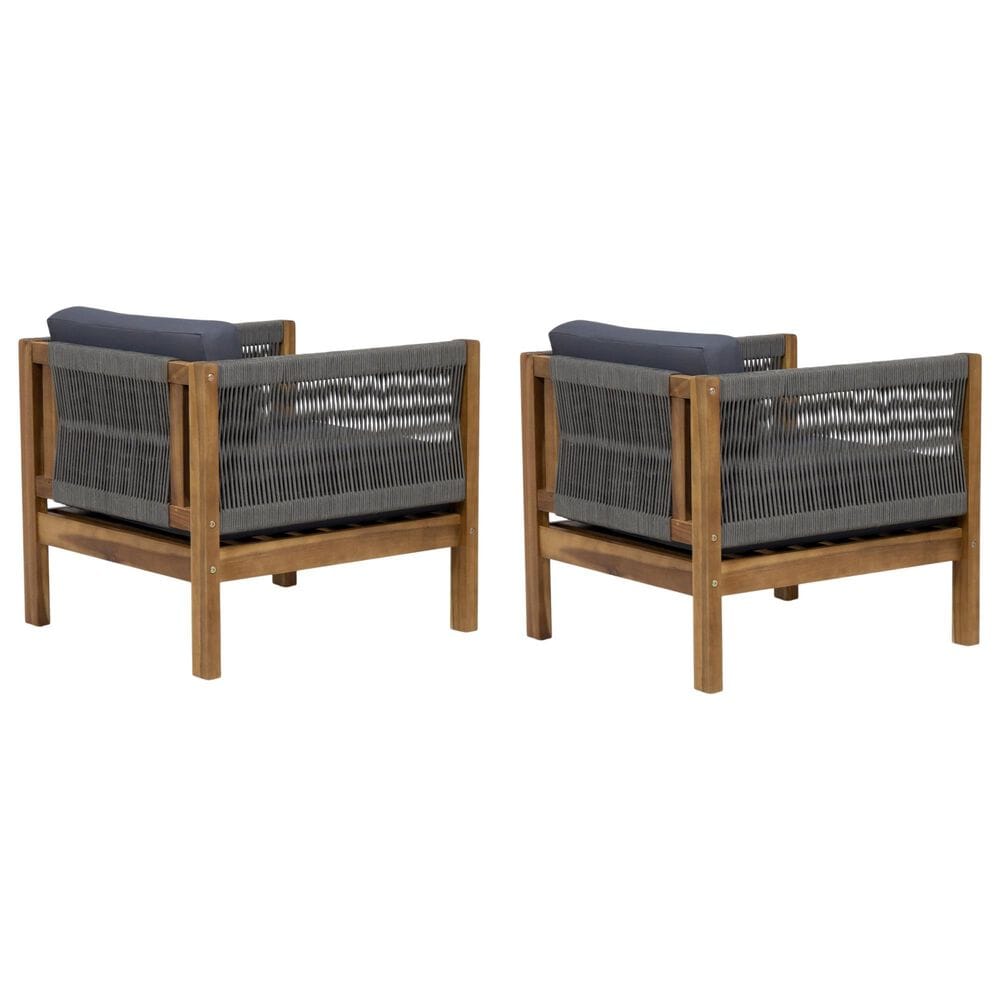 Hearth and Haven Laurel Outdoor Club Chair with Cushion in Dark Gray (Set of 2), , large
