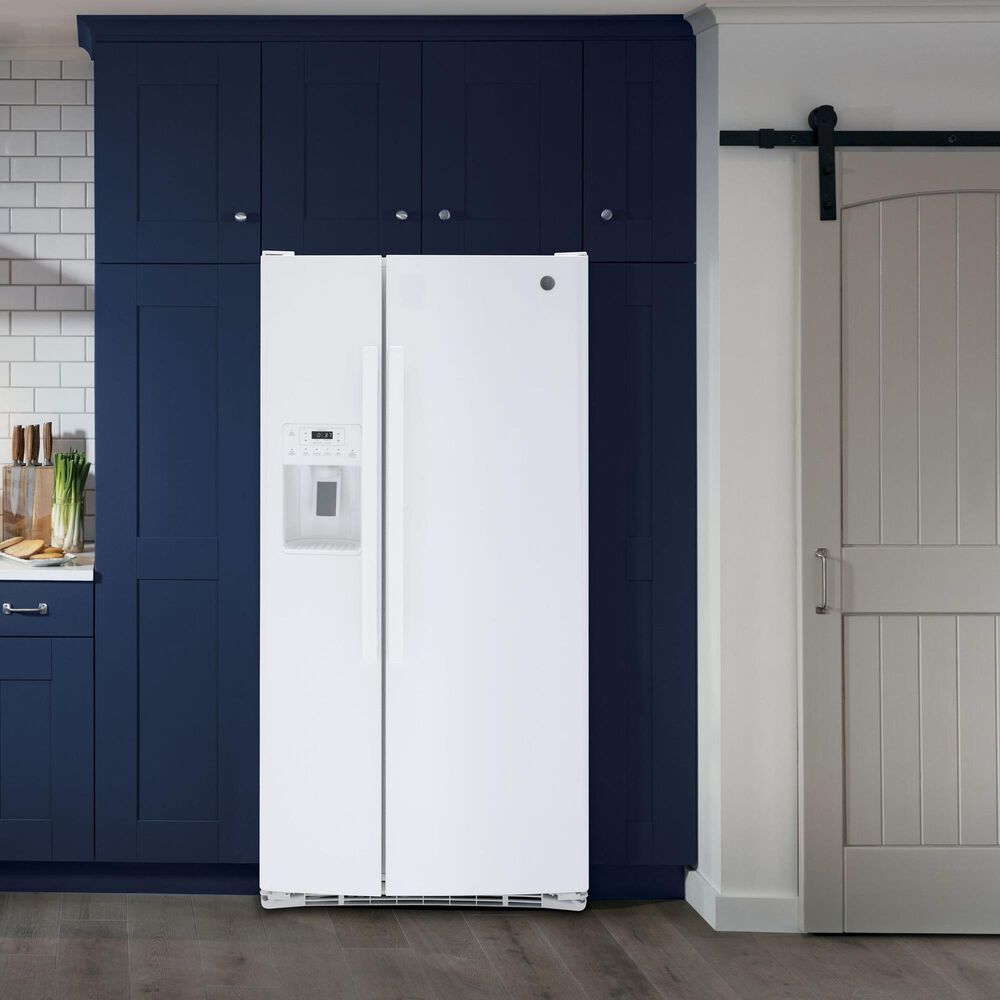 GE Appliances 23 Cu. Ft. Side by Side Refrigerator with External Dispenser in White, , large