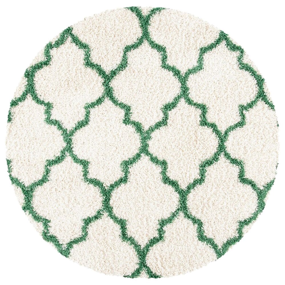 Safavieh Venus Shag 6"7" Round Ivory and Green Area Rug, , large