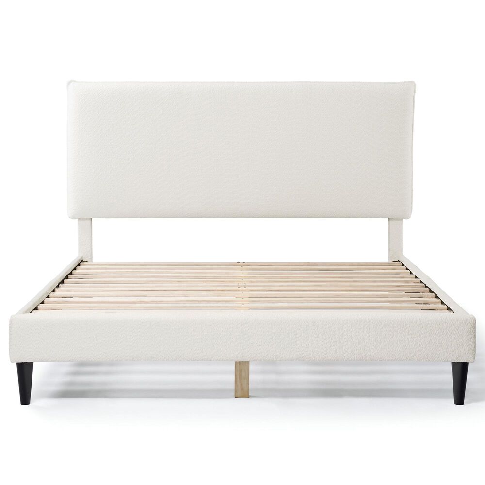 Furniture of America Gail Queen Upholstered Platform Bed with Pillow Headboard in White, , large