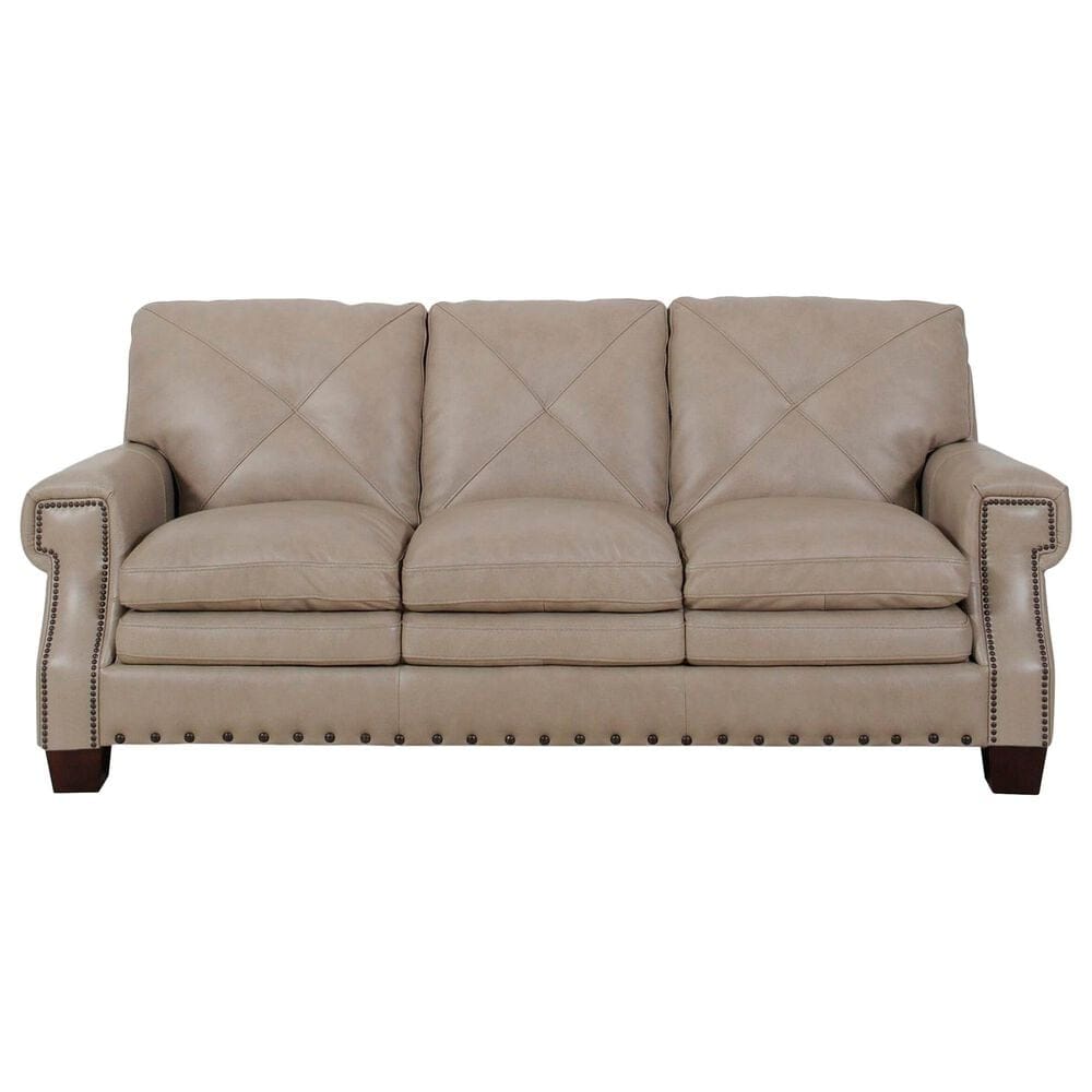 Bordeaux &amp; Co 4-Piece Stationary Leather Living Room Set in Juno Pebble, , large