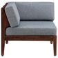 Linon Home Decor Summerlyn Patio Corner Chair with Walnut Frame in Grey, , large