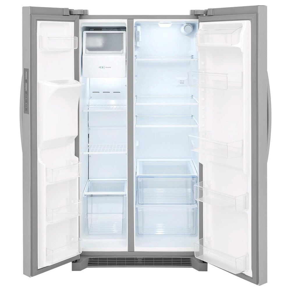 Frigidaire 4-Piece Kitchen Package with 25.6 Cu. Ft. Side-by-Side Refrigerator and 5.3 Cu. Ft. Gas Range in Stainless Steel, , large