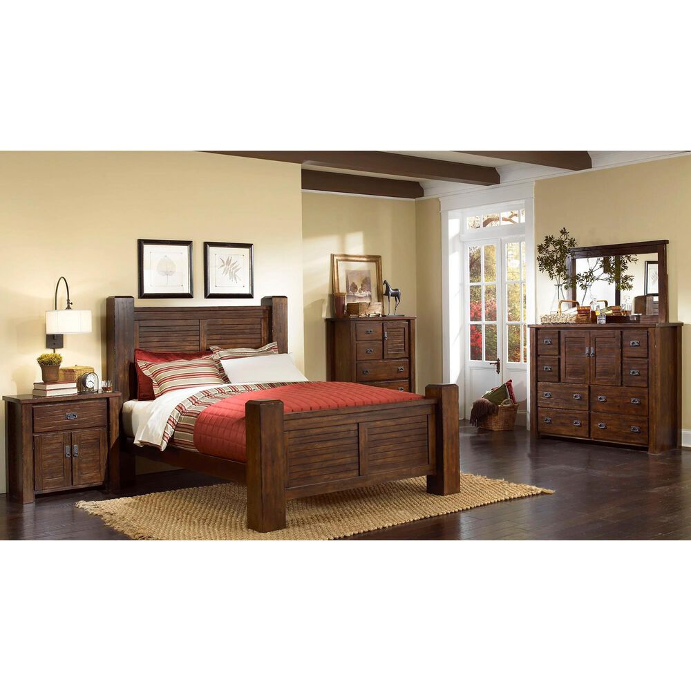 Tiddal Home Trestlewood 3-Piece Queen Poster Bedroom Set in Mesquite Pine, , large