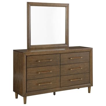 Ashley Lyncott 6-Drawer Dresser and Mirror in Brown, , large