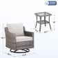 Sunwell Garden 3-Piece Patio Swivel Glider Set with 19" Side Table in Beige, , large
