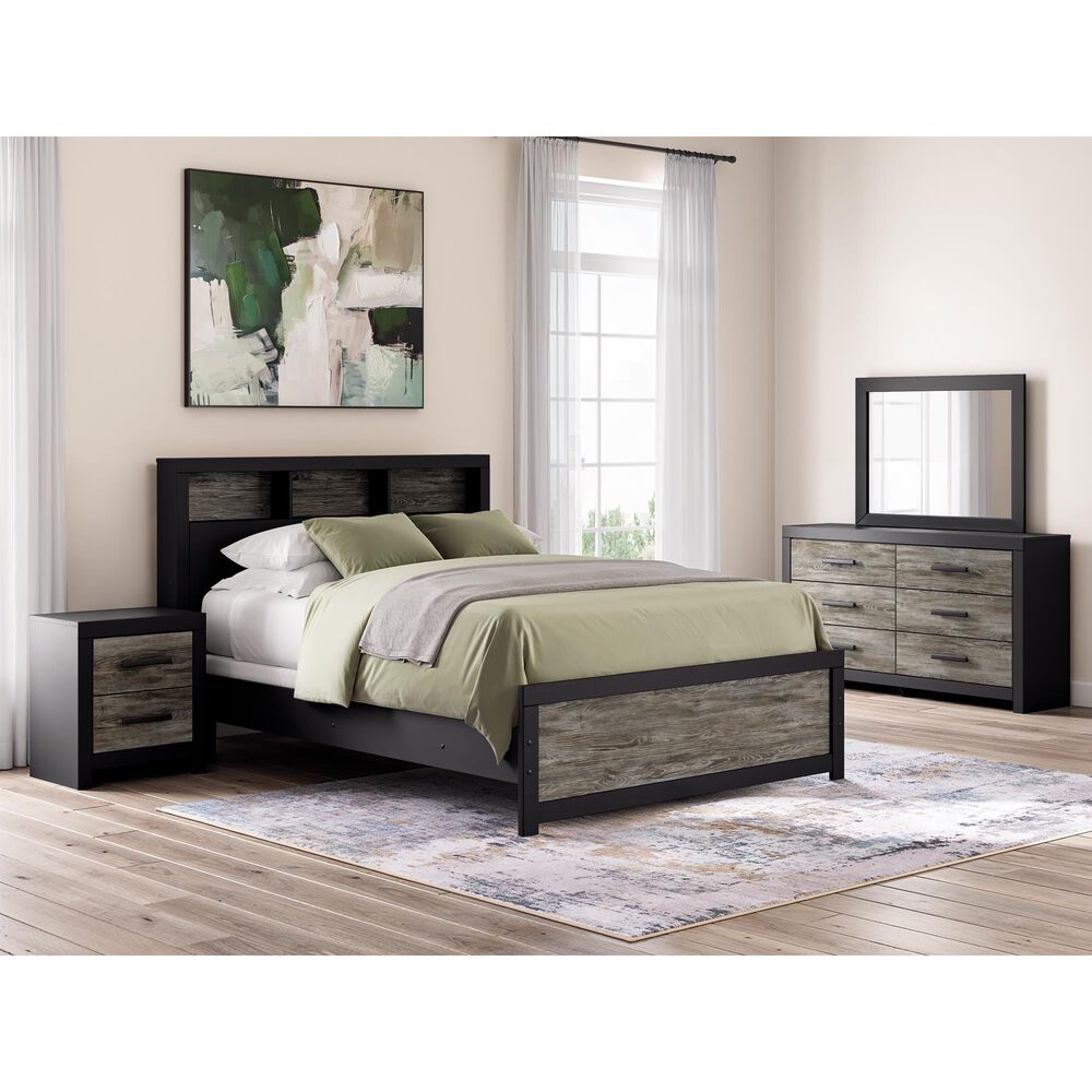 Ashley Broachmyn 2 Drawer Nightstand in Rustic Gray and Matte Black, , large