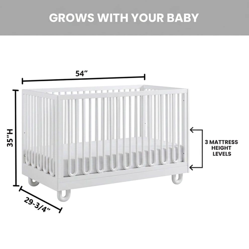 Oxford Baby Meridian 3-in-1 Convertible Crib in White, , large