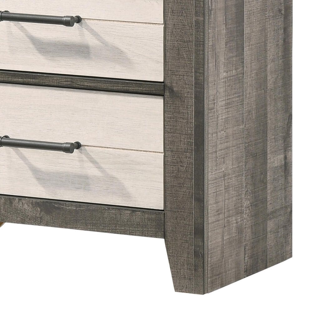 Crown Mark Rhett 3-Piece Queen Platform Bedroom Set with Two Nightstands in Gray and White, , large