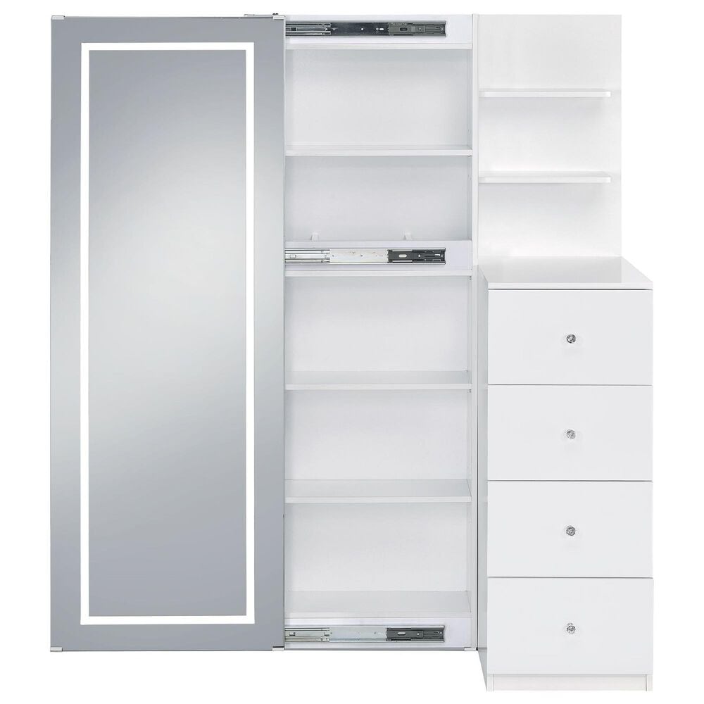 Mayberry Hill Vancouver Floor Mirror with Storage in White, , large