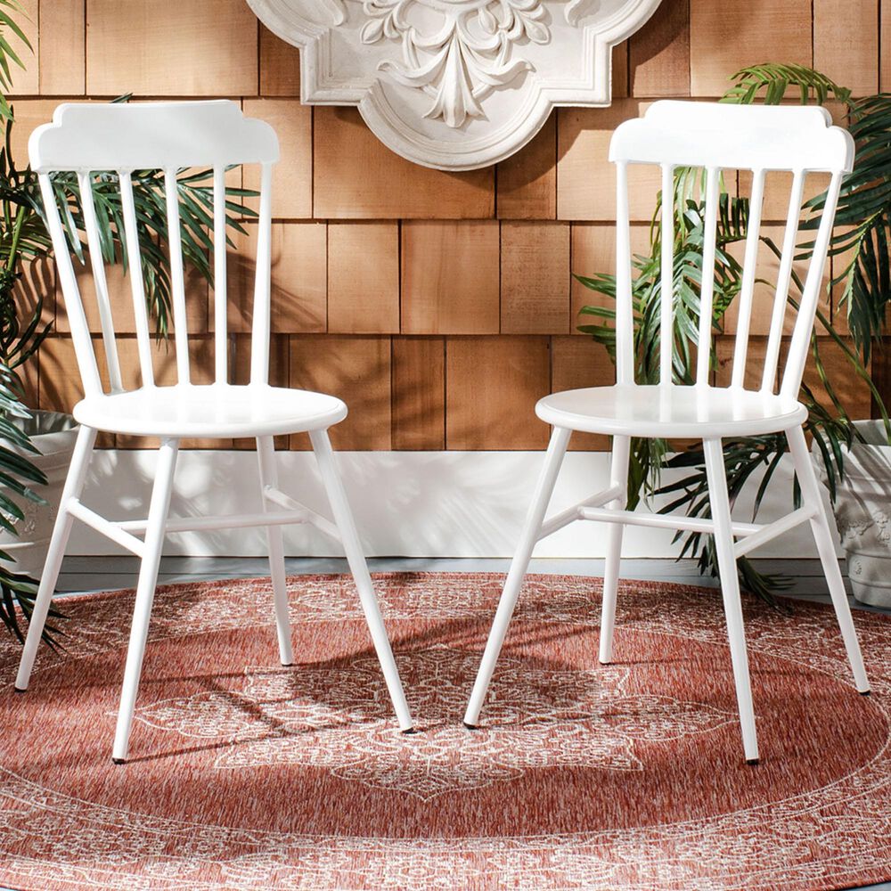 Safavieh Broderick Stackable Side Chair in Matte White (Set of 2), , large