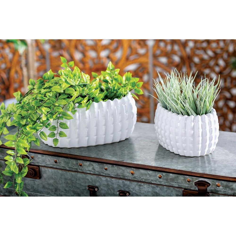 Maple and Jade 6&quot; x 17&quot; Oval Farmhouse Planter in White &#40;Set of 3&#41;, , large