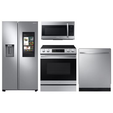 Samsung 4-Piece Kitchen Package with 26.7 Cu. Ft. Side-by-Side Refrigerator and Electric Range in Stainless Steel, , large