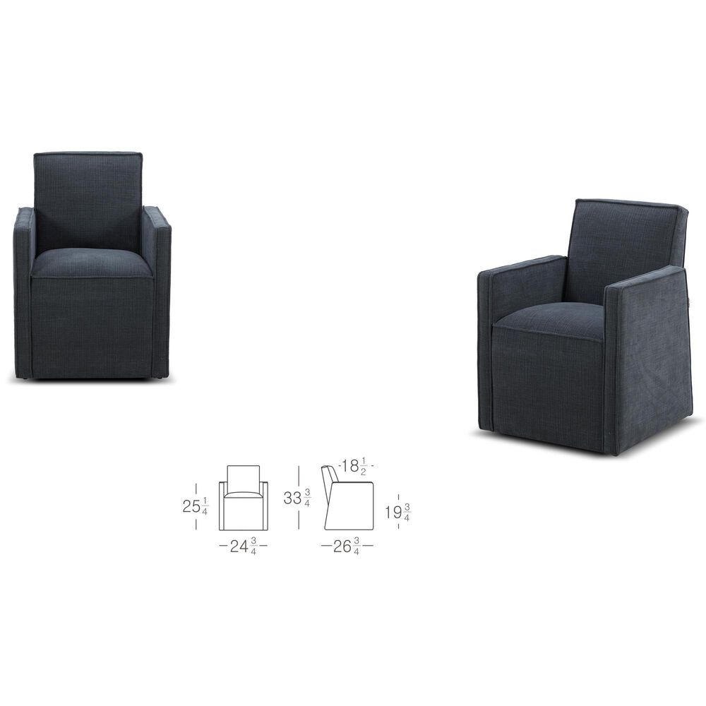 Interlochen Arm Chair with Casters in Selene Indigo, , large