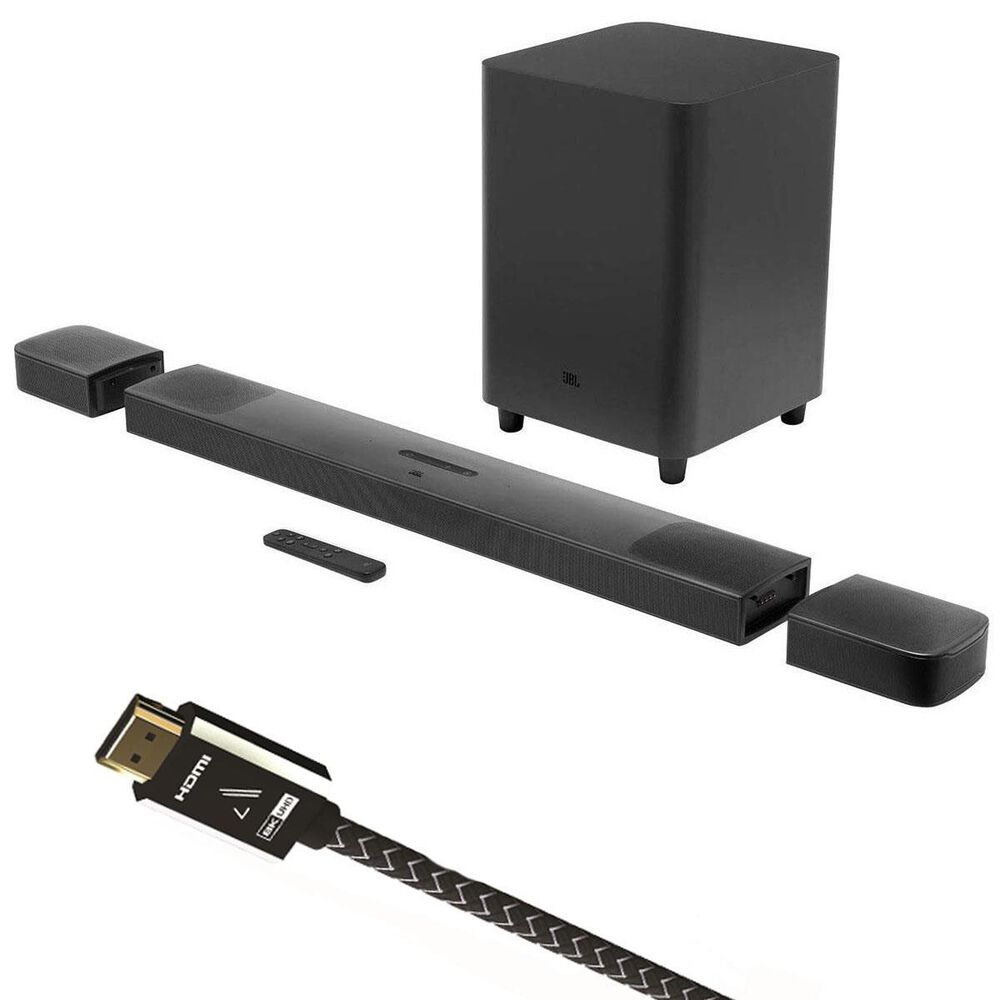 JBL Bar 9 Soundbar System with Surround Speakers and Subwoofer + Austere VII Series 8K HDMI Cable 8ft, , large