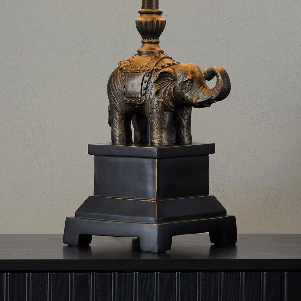 Grandview Gallery Elephant Polyresin Table Lamp in Bronze, , large