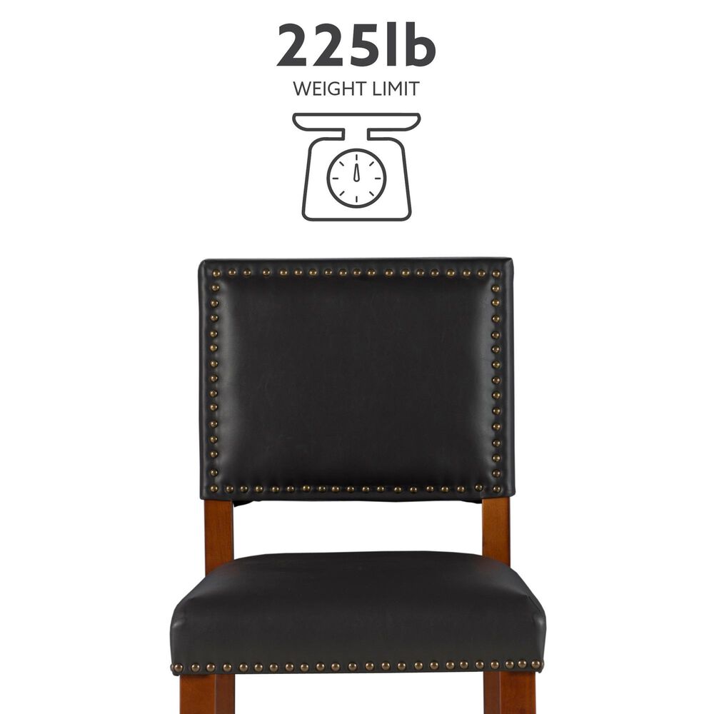 Linden Boulevard Brook Counter Stool with Black Upholstery in Cherry, , large