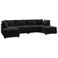 HOMLUX 6-Piece Mod Sectional with Ottomans in Black, , large