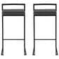 Lumisource Fuji Stackable Barstool with Grey Faux Leather Cushion in Black (Set of 2), , large