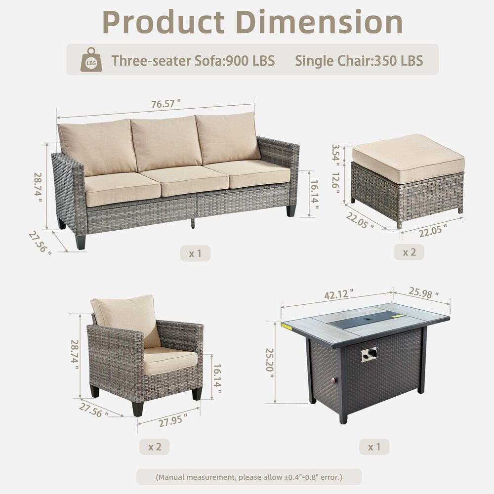 HOMLUX 6-Piece Patio Set in Beige, , large