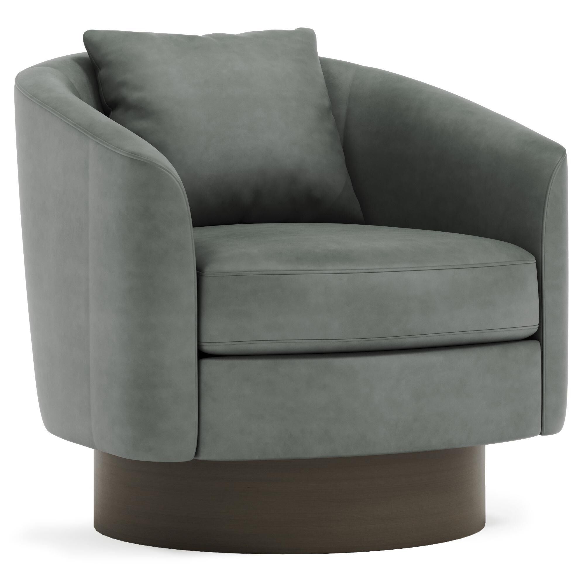 Bernhardt Camino Leather Swivel Chair in Green NFM