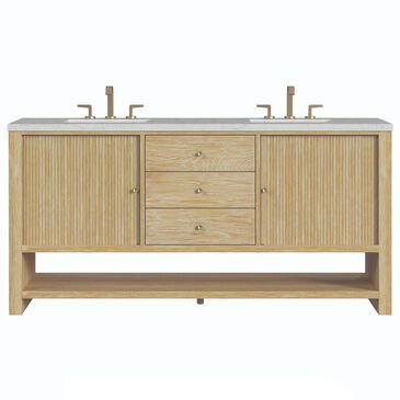 James Martin Vanities Marigot 72" Double Bathroom Vanity in Sunwashed Oak with 3 cm Eternal Jasmine Pearl Quartz Top, Rectangular Sinks and FreePower Wireless Charger, , large