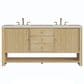 James Martin Vanities Marigot 72" Double Bathroom Vanity in Sunwashed Oak with 3 cm Eternal Jasmine Pearl Quartz Top, Rectangular Sinks and FreePower Wireless Charger, , large