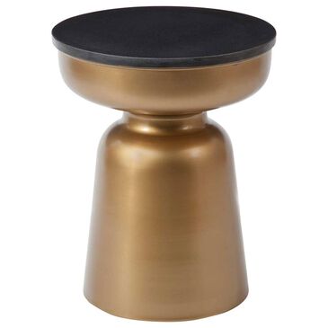 Steve Silver Jovana Round End Table in Black and Brushed Bronzed, , large