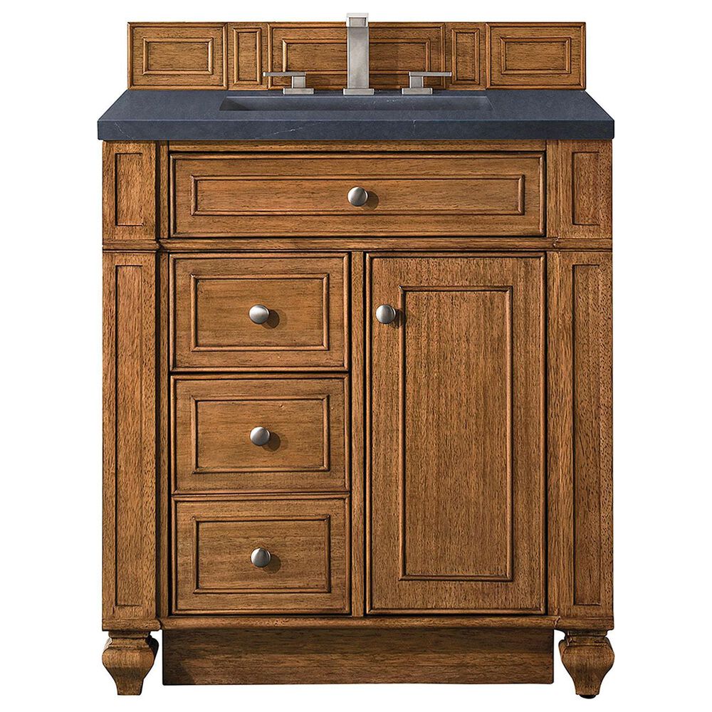 James Martin Vanities Bristol 30" Single Bathroom Vanity in Saddle Brown with 3 cm Charcoal Soapstone Quartz Top and Rectangular Sink, , large