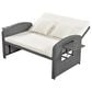HOMLUX Wicker Rattan Double Chaise Lounge in White, , large