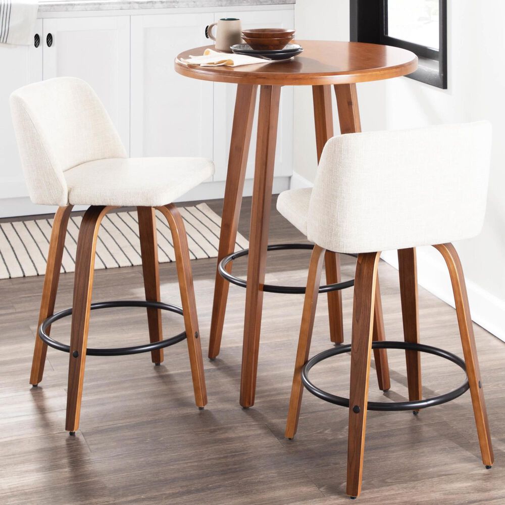 Lumisource Tintori Counter Stool in Cream, Walnut and Black &#40;Set of 2&#41;, , large