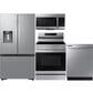 Samsung 4pc Kitchen Package with 31 Cu. Ft. 3-Door French Door Refrigerator, 6.3 Cu. Ft. Freestanding Electric Range with Air Fry and Wi-Fi, 1.7 Cu. Ft. Over-the-Range Microwave, and 24" Built-In Dishwasher with Adjustable Rack in Stainless Steel, , large