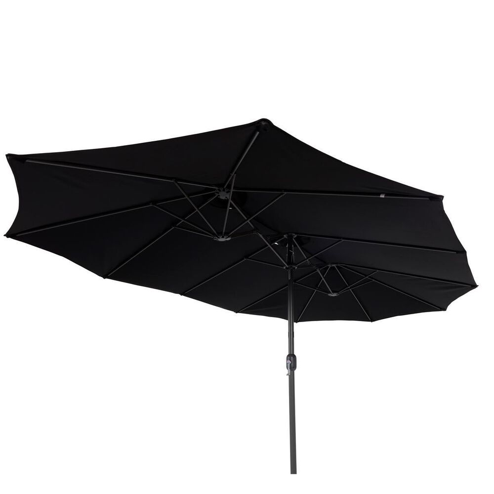CorLiving Bertha 15&#39; Black Double Umbrella without Base, , large