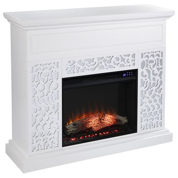Southern Enterprises Wansford Electric Fireplace in White/Mirror, , large