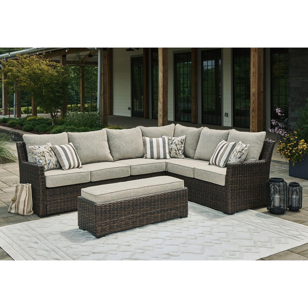Ashley Brook Ranch 5-Piece Patio Conversation Set in Brown, , large