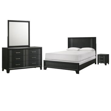 Crown Mark Charlie 4-Piece Queen Panel Bedroom Set in Charcoal, , large