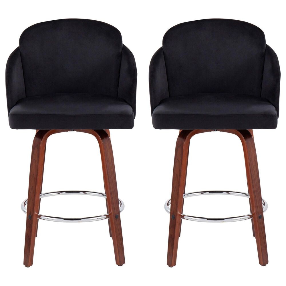 LumiSource Dahlia Swivel Counter Stool with Camel Upholstery in Walnut and Chrome (Set of 2), , large