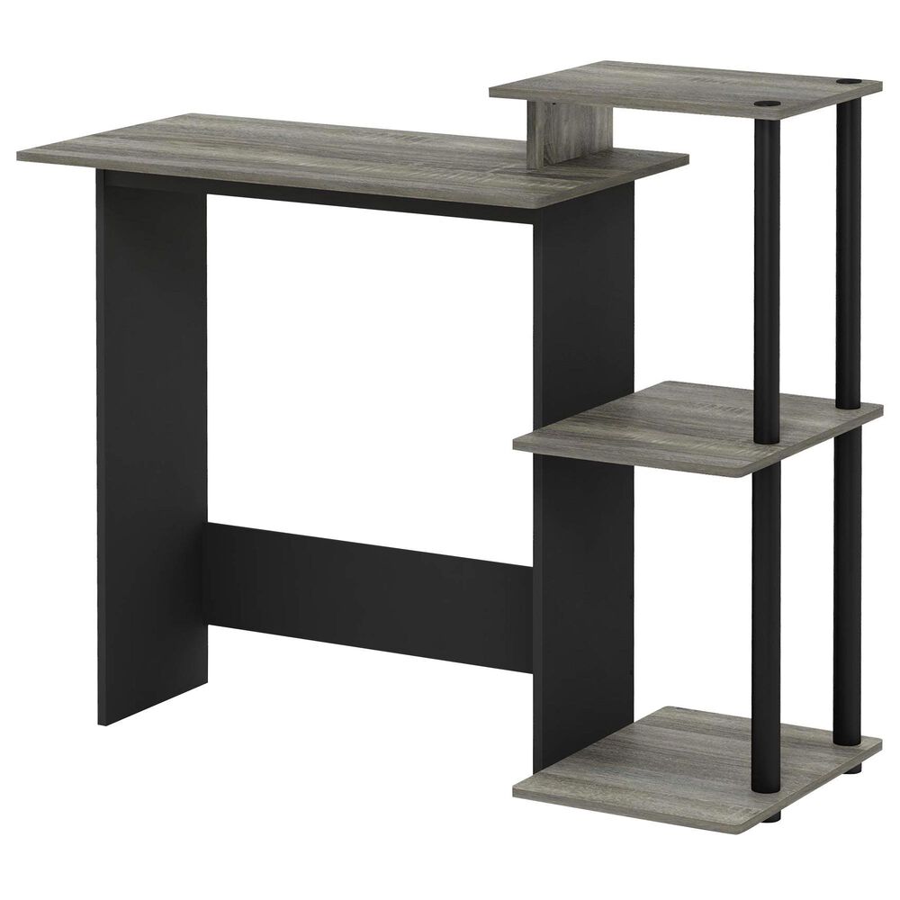 HOMLUX 40" Computer Desk with Open Side Shelves in French Oak Grey and Black, , large