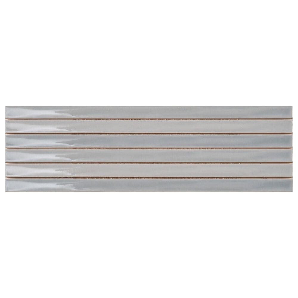 Emser Paralline Ash 5" x 18" Galazed Ceramic Mosaic Sheet, , large