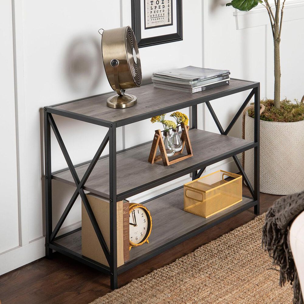 Walker Edison 40" XFrame Bookcase in Grey Wash Nebraska Furniture Mart