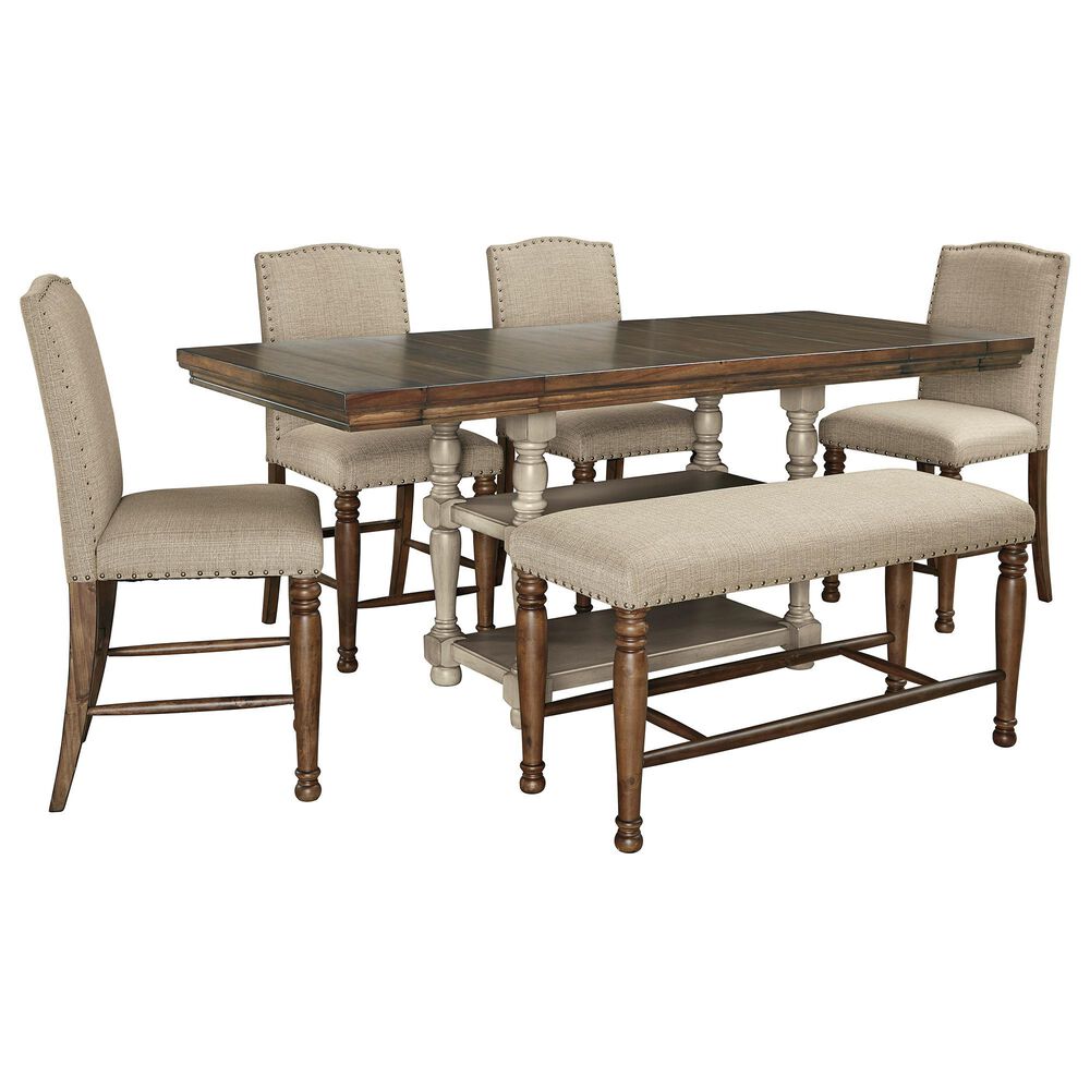 Signature Design by Ashley Lettner 6-Piece Counter Height Dining Set in Gray and Brown, , large