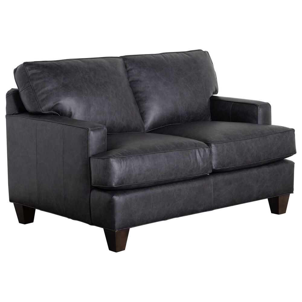 Craftmaster Furniture Corp Stationary Leather Sofa and Loveseat Set in Dark Gray, , large