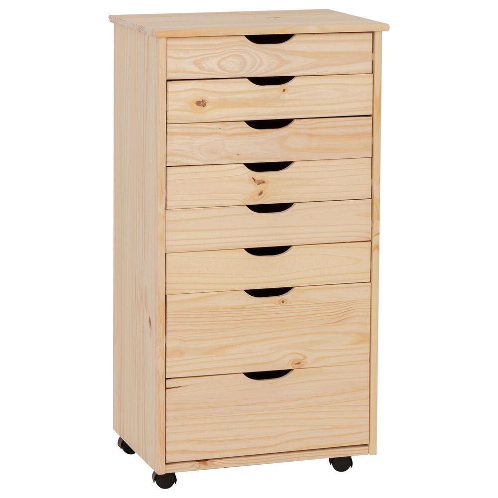 Linon Home Decor Cary 8-Drawer Rolling Cart in Unfinished, , large