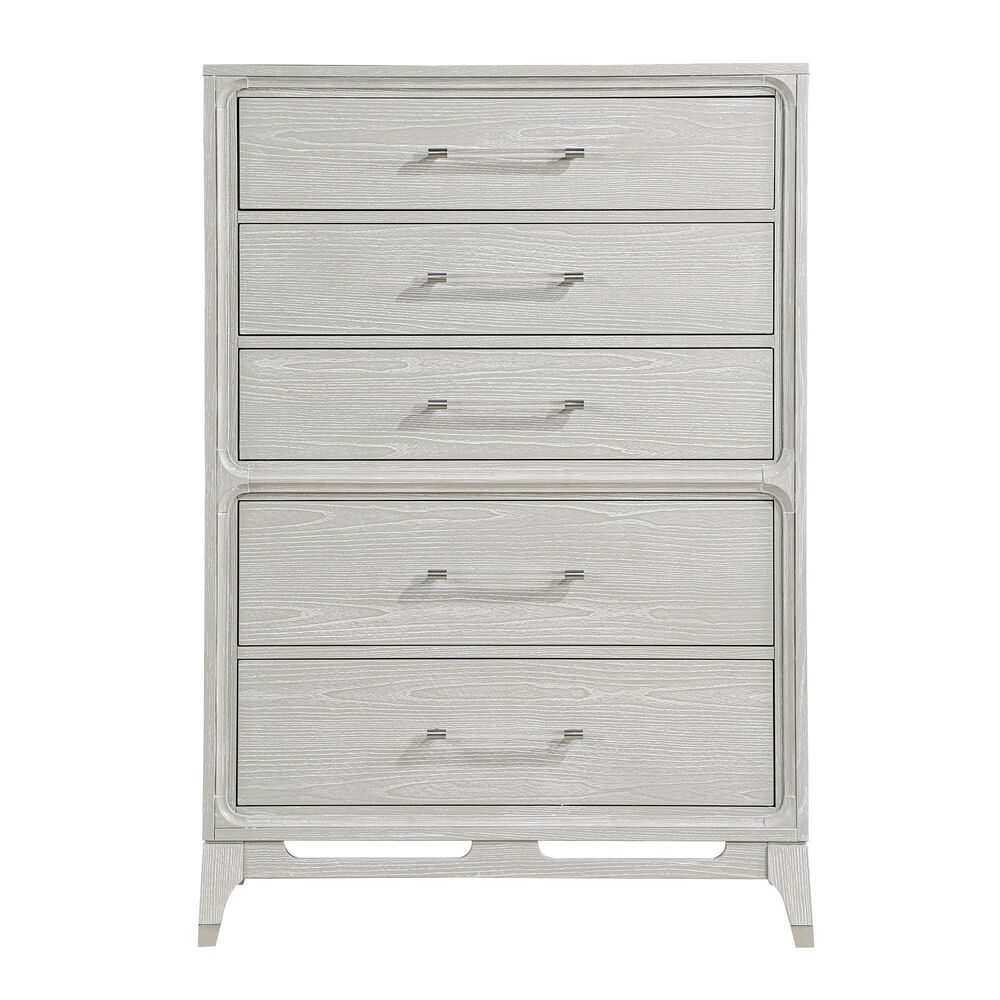 Davis International Solitude 5 Piece Queen Panel Bedroom Set in White Rub Through Finish, , large