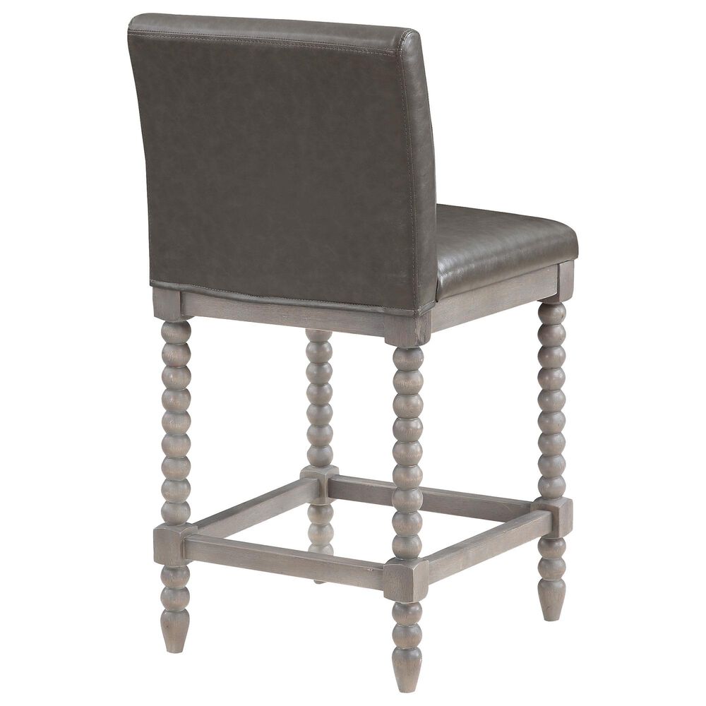 OSP Home Abbott 26&quot; Counter Stool with Pewter Cushion in Brushed Grey, , large