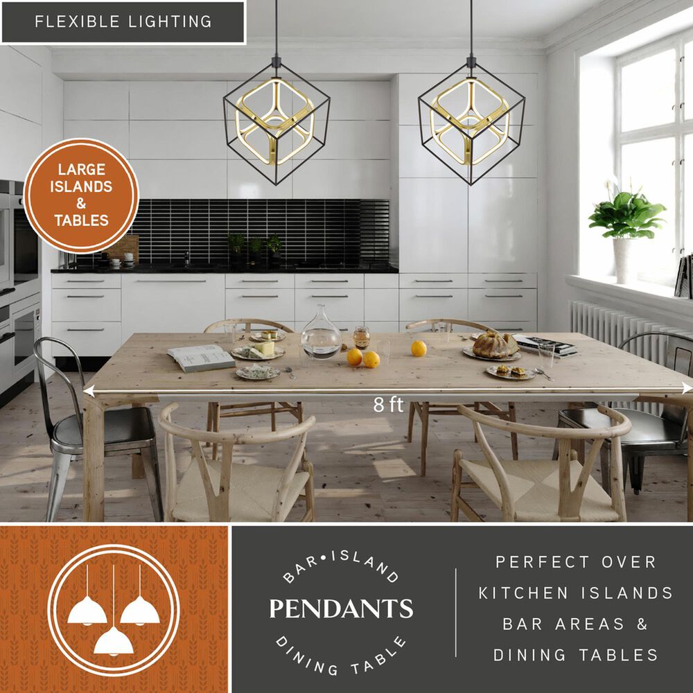 Vaxcel International Co. Ltd. Anson 1-Light Pendant in Matte Black and Gold, , large