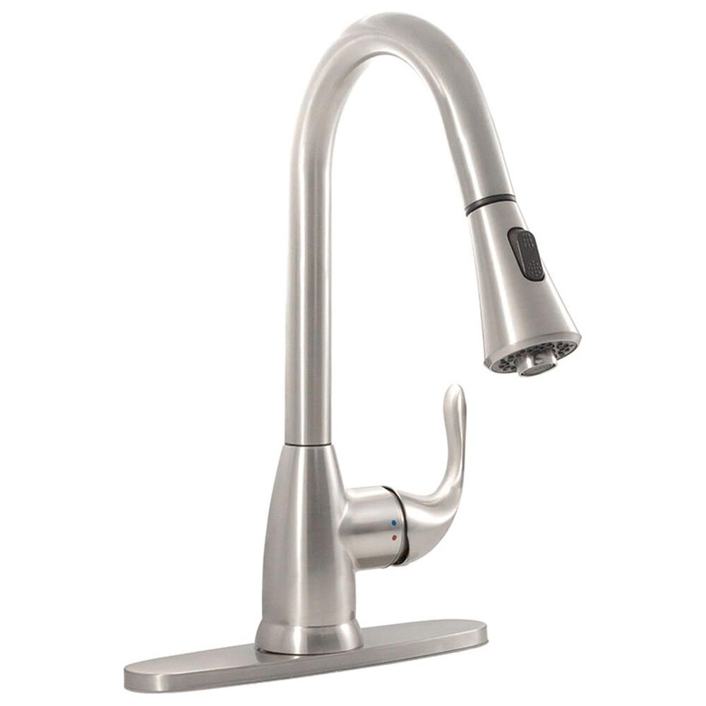 MS International AcquaLuxe Curved Pull-Down Sprayer Kitchen Sink Faucet in Nickel Brushed, , large